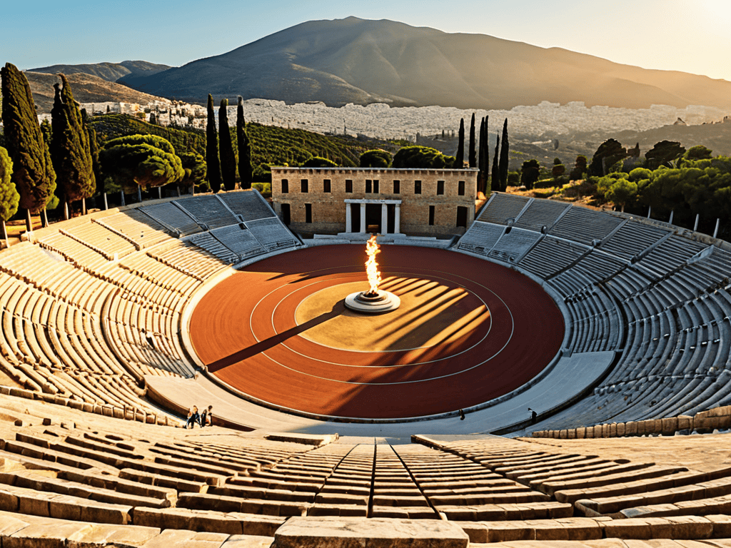 Ancient Olympic Flames burning bright