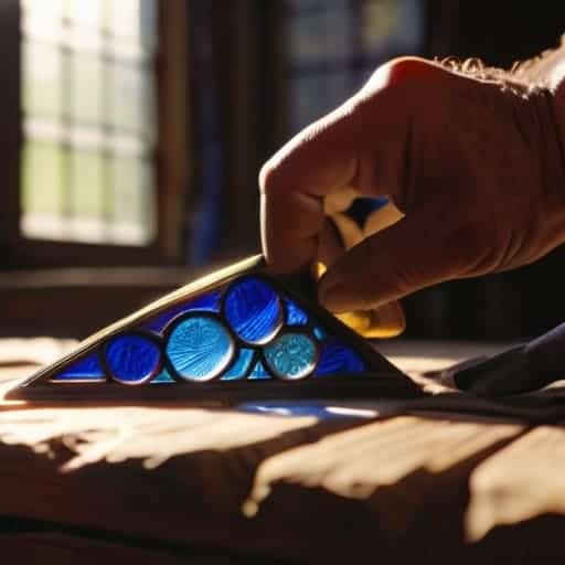 Restoring antique stained glass panels with light.